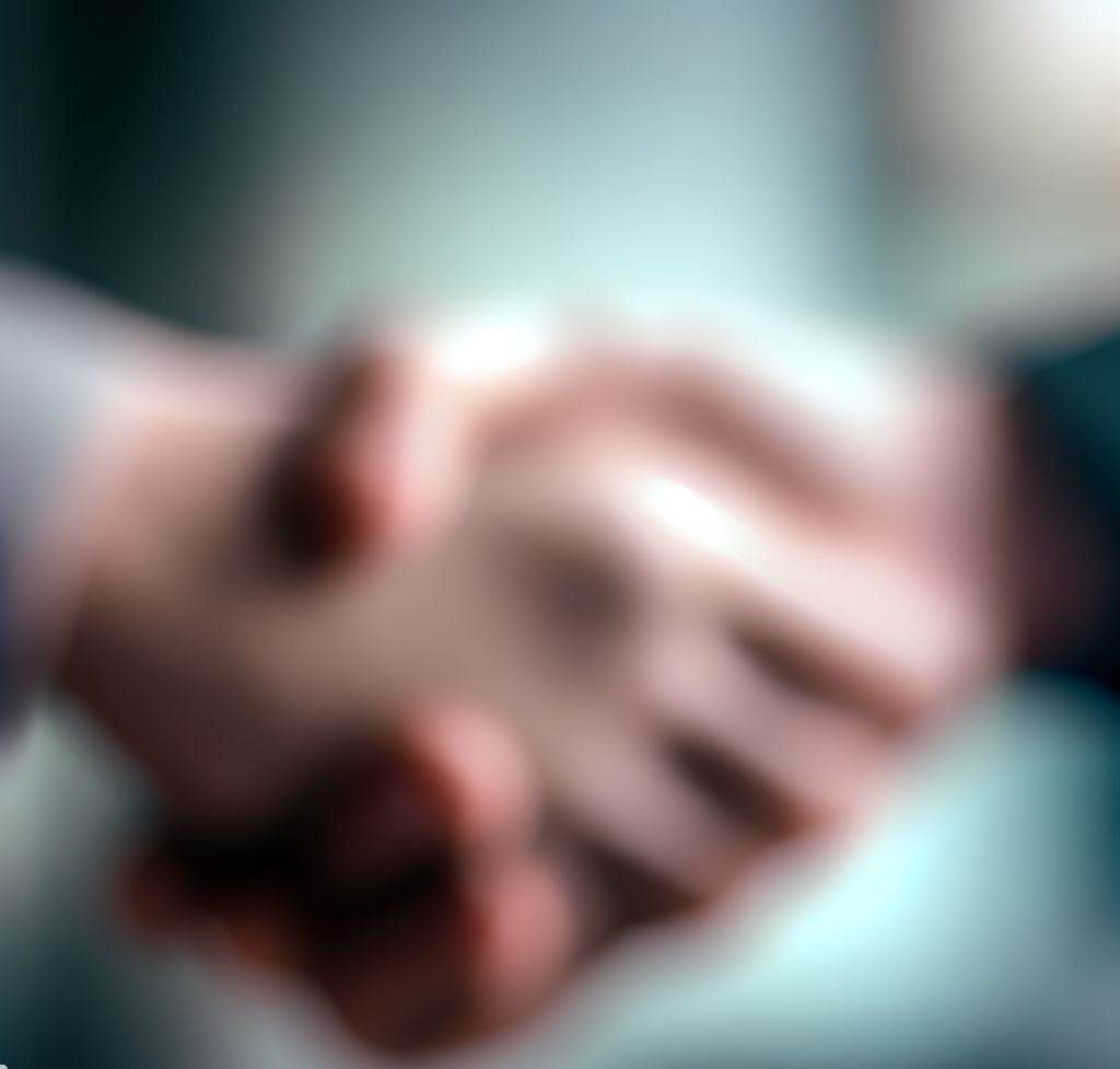 una imagen borrosa de dos personas dándose la mano.